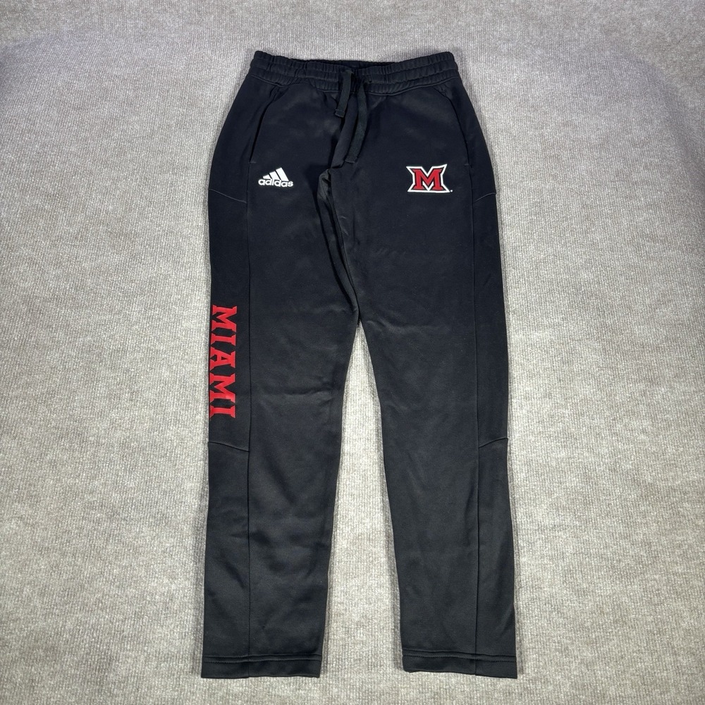 Adidas Miami Redhawks Track Pants Mens S Black Aeroready Tapered Logo Warm Up - Picture 1 of 12